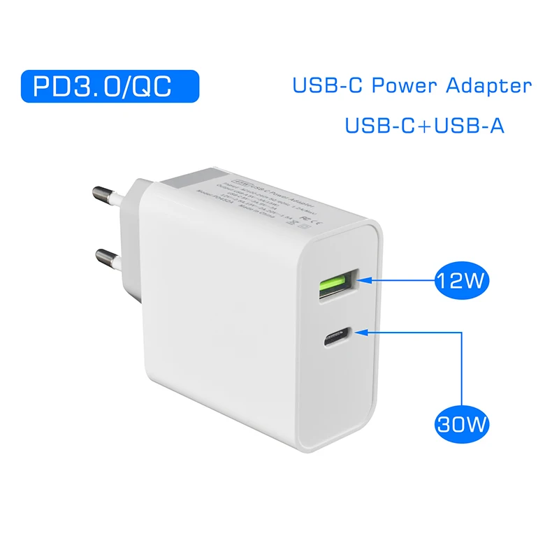 NEW-42W зарядное устройство с разъемом type-C PD с разъемом USB 5 в 2,4 А для MacBook iPad Pro samsung Note 9/S9/Nexus EU