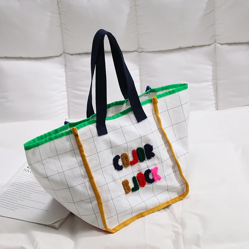

2019 New Style Canvas Tote Bag Lettered Furry Mini Shopping Bag Shoulder Diagonal WOMEN'S Bag