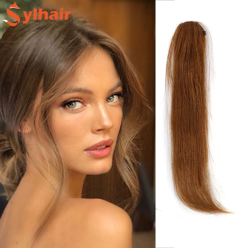 Middle-part Dragon Beard Bang Long Clip In on Front Hair Side Fringe Hair Extension Real Natural Synthetic Bangs Hair Piece