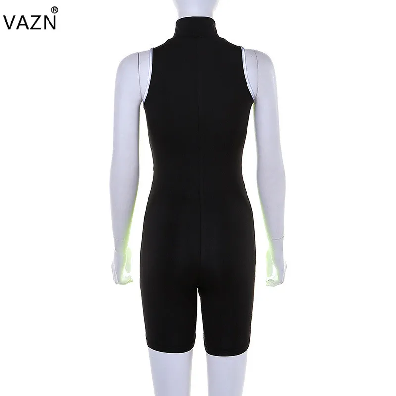 VAZN JY00137 Повседневный Модный молодежный высококачественный однотонный на молнии с круглым вырезом с коротким рукавом Эластичный тренировочный костюм Бесплатные женские костюмы