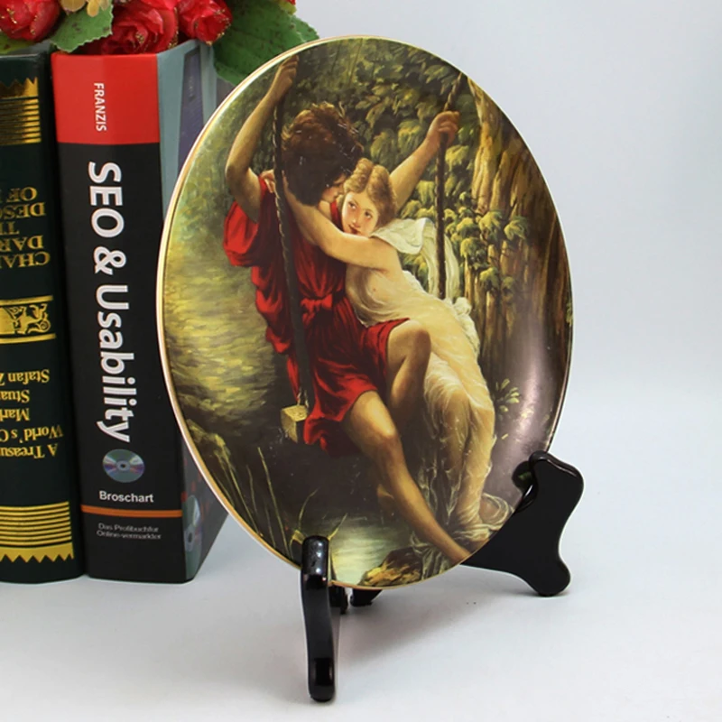 Европейские декоративные тарелки керамическая домашняя художественная тарелка картина маслом ремесло подвесное художественное украшение 8 дюймов