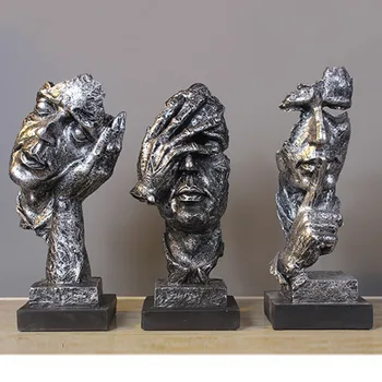 

Abstract Sculpture Figurine Ornaments Silence Is Gold Office Home Desk Decor Accessories Modern Art Resin Decor Craft