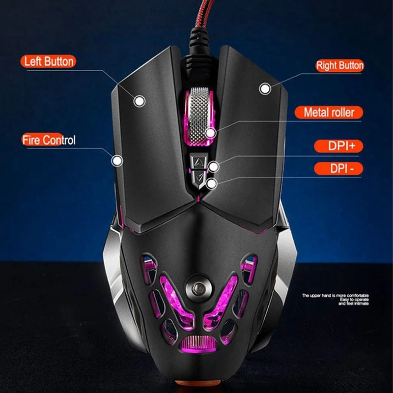 V9 2400 точек/дюйм светодиодная проводная мышь механик светодиодная подсветка игровая мышь 6 кнопок