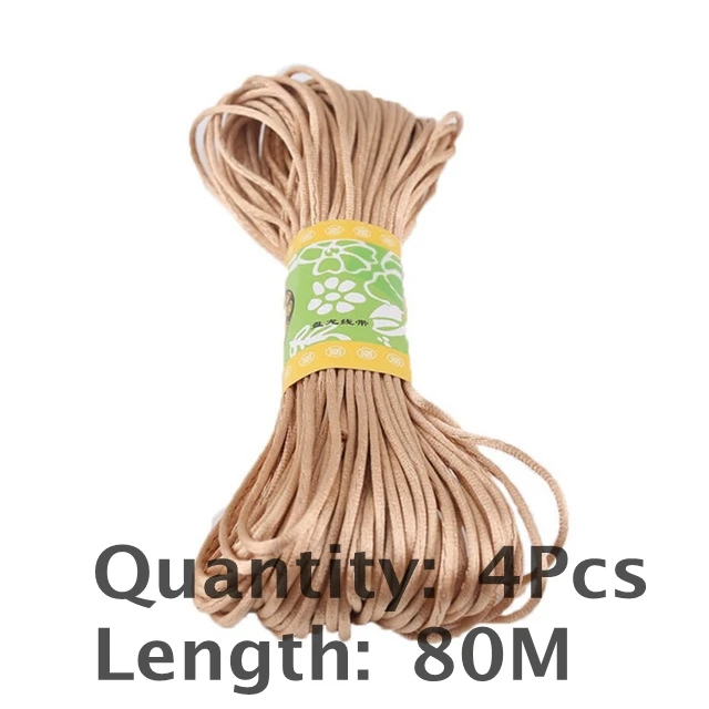 1pc 1mm 80m Satin Silk Rope Nylon Cord Colorful Baby Teether Accessories Teething Necklace Rattail Cord DIY Tool Toys Baby 4PcsGold80M