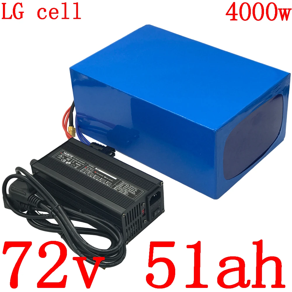 72V Аккумуляторный отсек для электрического велосипеда 72V 50AH аккумулятора электроскутера 72V 3000W 4000 Вт литий-полимерный аккамулятор использовать сотовый телефон LG с зарядным устройством