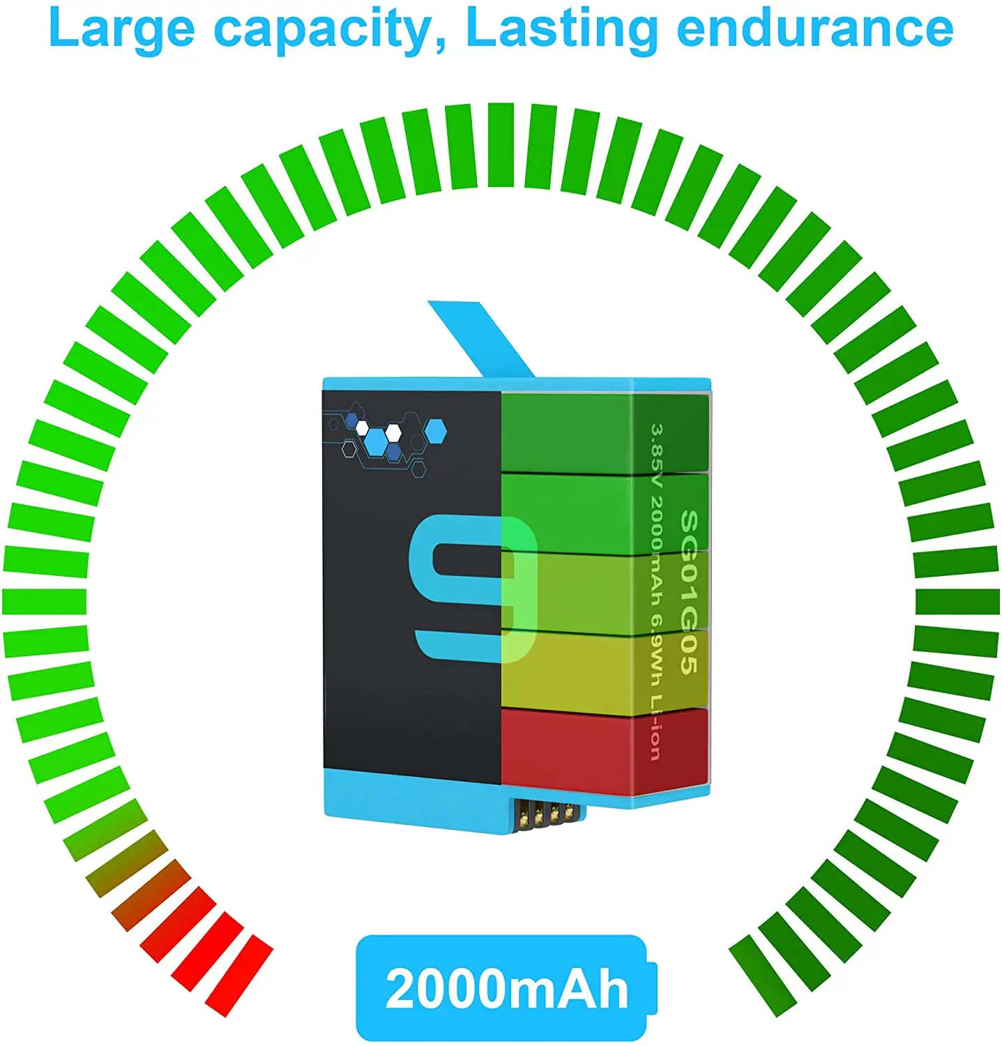 Carregador de Bateria Caixa de Proteção para go Acessórios da Câmera do Esporte Gopro Display Inteligente Carregador 2000mah Li-ion Bateria Pro Herói 9 - Image 3