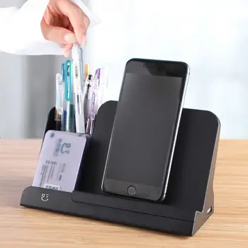 

10W Wireless Charger Stand Holder For Samsung iPhone with Desk Pen Pencil Organizer Storage Container Wireless Charging Station