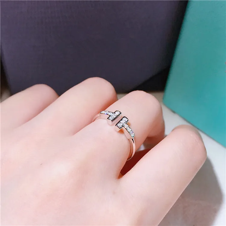 Модное модное кольцо на палец из стерлингового серебра 925 пробы, циркониевое письмо, безразмерное кольцо на палец, женское свадебное серебряное кольцо из циркона, ювелирные изделия для любви