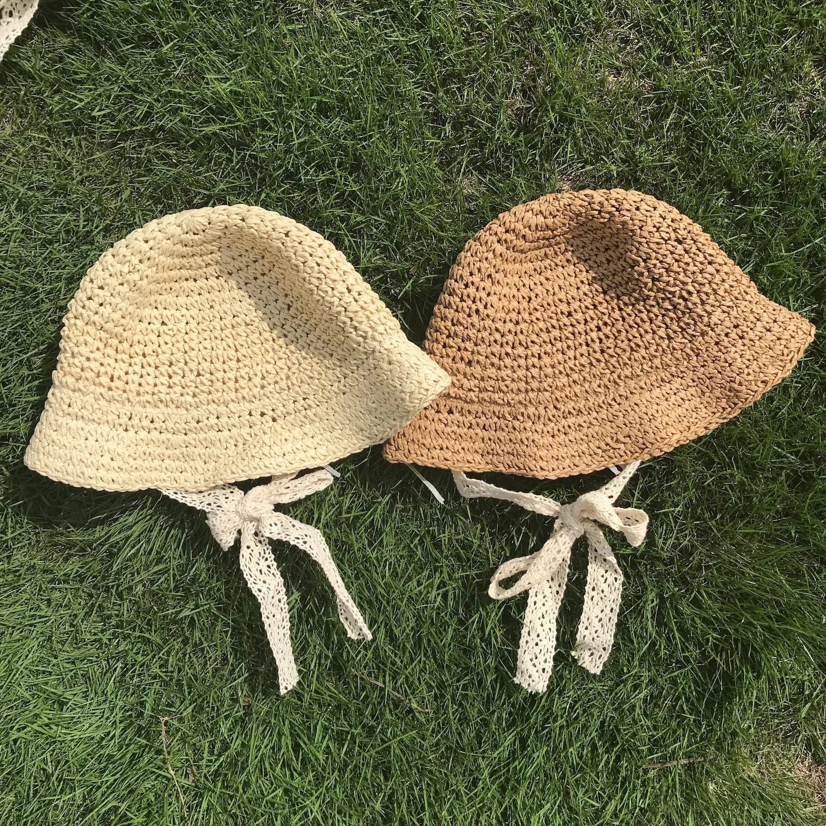 Baby Hat Summer Korean Baby Boy Girl Straw Hats Lace Strap Crochet Foldable Sun Cap