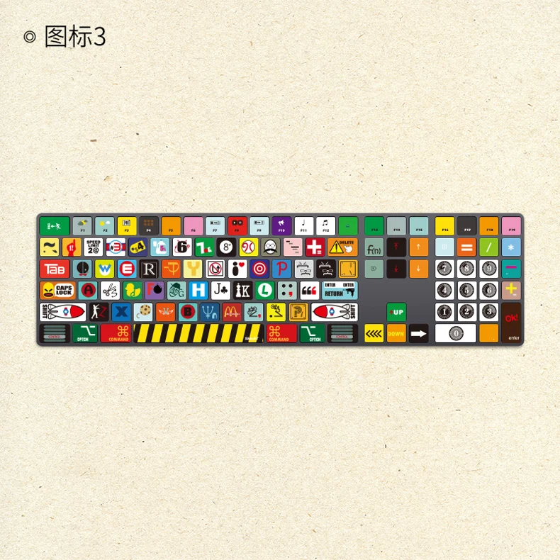 애플 아이맥 블루투스 키보드 A1843 매직 키보드 3 스티커 컬러 스티커, 패션 보호 스킨 매직 키보드 2