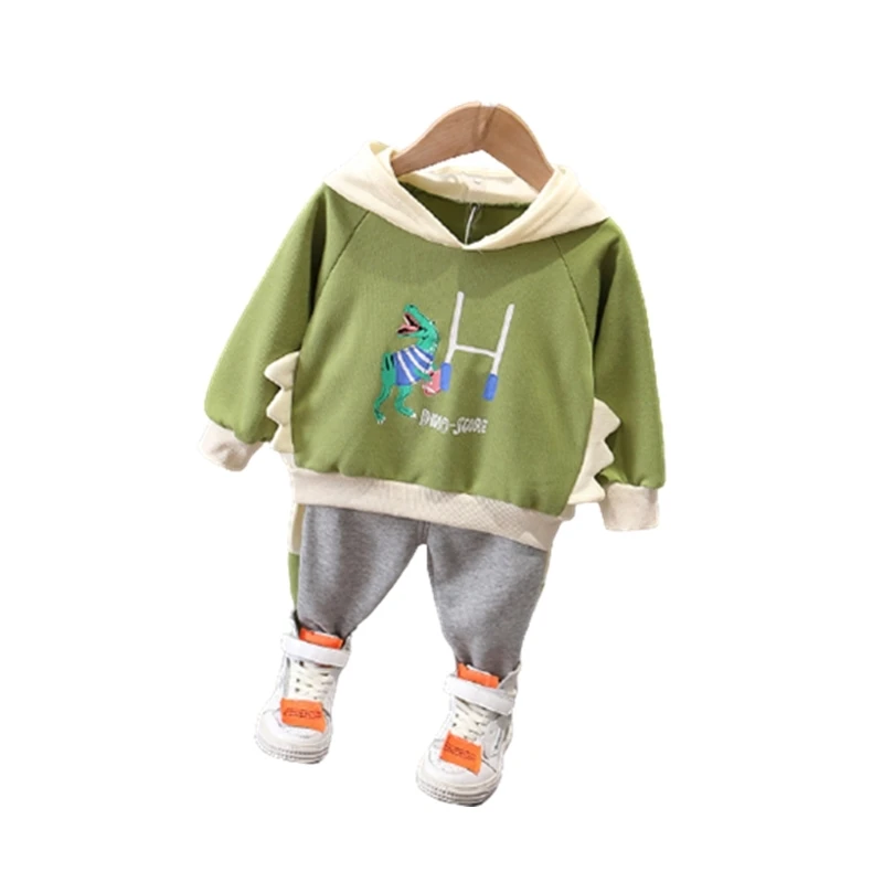 New Spring Children Casual Clothes Baby Boys Girls Cartoon Hooded T Shirt Pants 2Pcs/sets Kids Infant Clothing Toddler Tracksuit | Детская