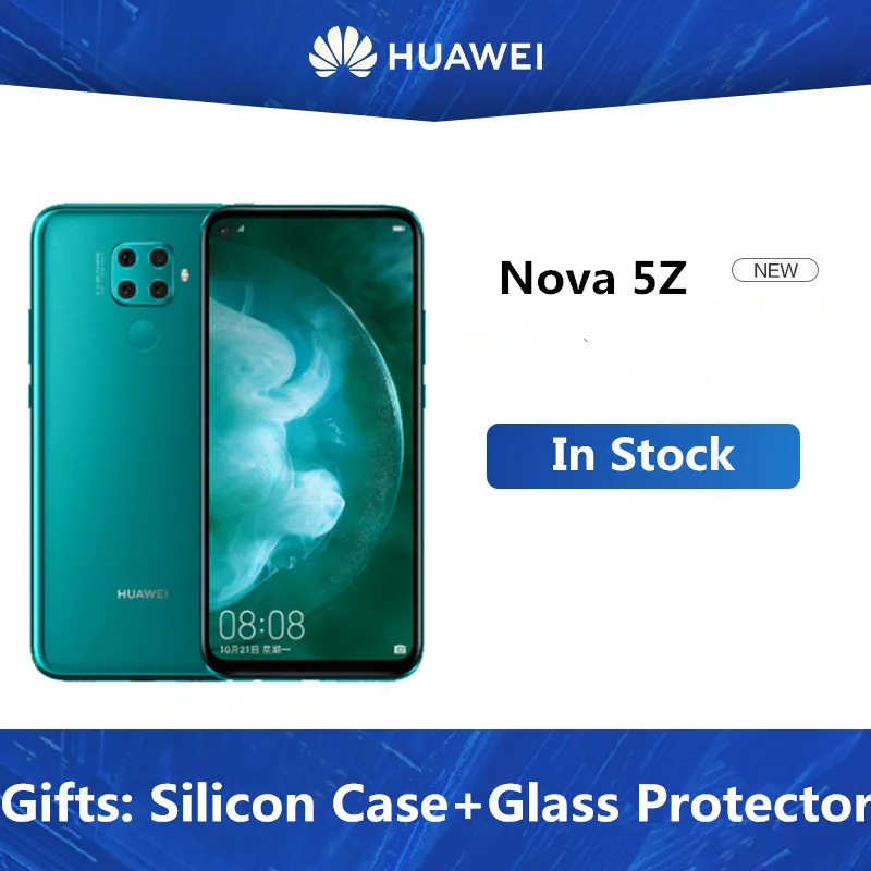 DHL Быстрая HuaWei Nova 5z мобильный телефон Kirin 810 Android 9,0 6,2" 2340X1080 6 ГБ ОЗУ 128 Гб ПЗУ Мп+ 32 МП отпечаток пальца