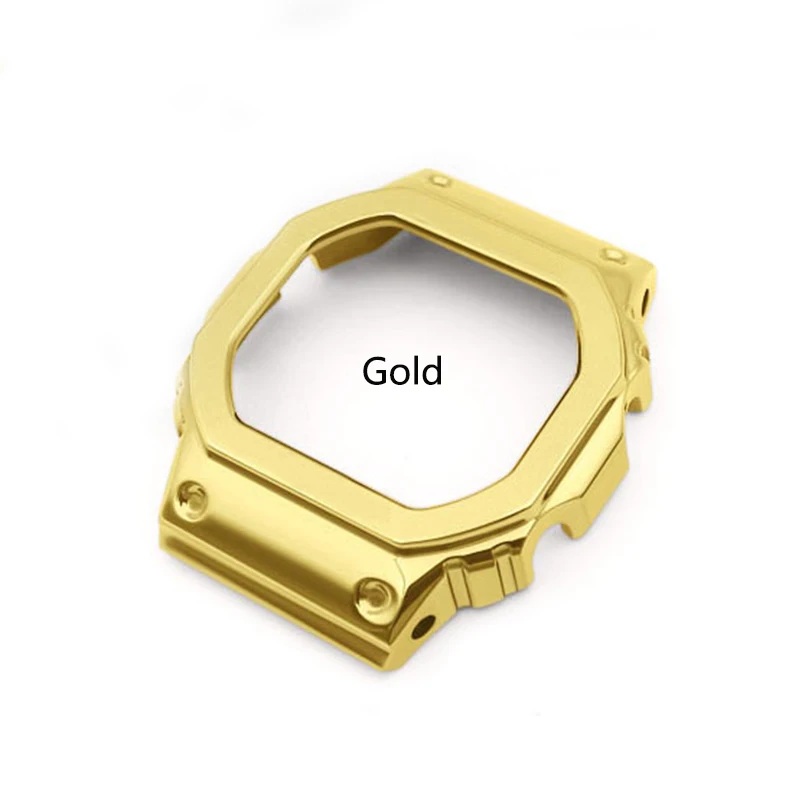 316 часы из нержавеющей стали, на плоской подошве, мужская подходит для объектива с оптическими зумом Casio DW5600 GW-5000 DW-5030 GW-B5600 GW-M5610 G-5000E сплошной стальной ремешок для наручных часов - Цвет ремешка: Gold case