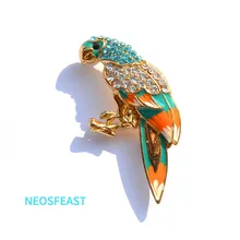  Delicate Rhinestone Parrot Brooches For Women Enameled Bird Pin Multi Color Ladies Party Gifts Dress Accessories Fashion Jewelry 
