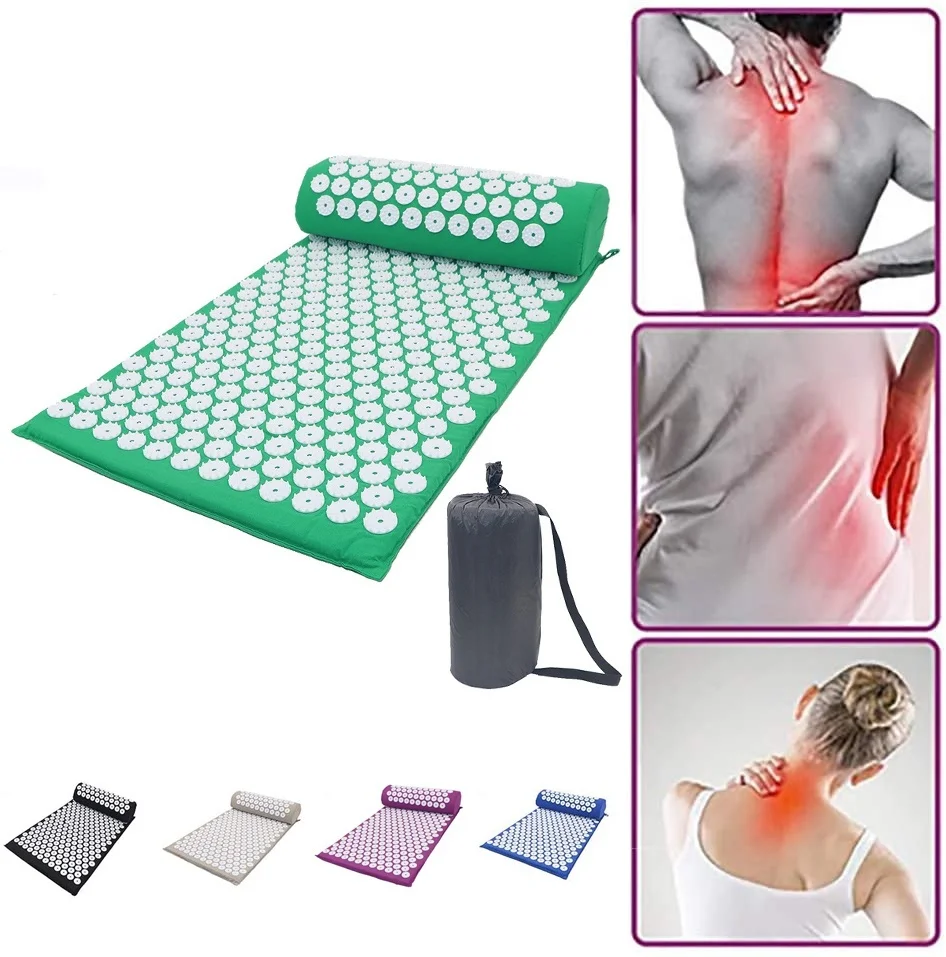 

3pcs/set Non-Slip Acupressure Cushion Massage Mat Body Pain Spike Fitness Pilates Exercise Pillow Yoga Mat Gift Bag Applicator