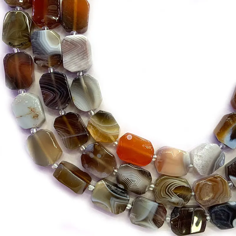 12x16mm Natural Botswana Agate Beads DIY Freeform Geometric Loose Stone Beads For Jewelry Making Beads Necklace Women Gift