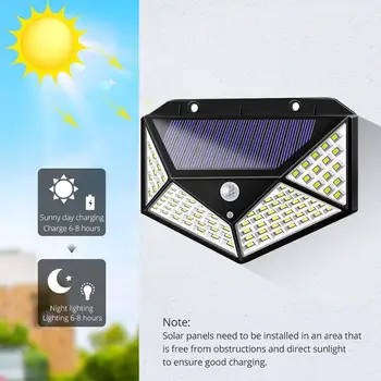 

Durable Street Lamp 100 LED Home Garden Outdoor Wall Light Walkway Lights Solar Power Motion Sensor Security