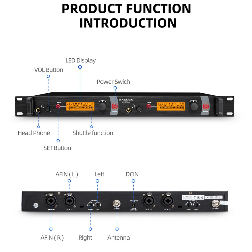 Maclex MK2080 In Ear Monitor Wireless System SR2050 Double transmitter Monitoring Professional for Stage Performance