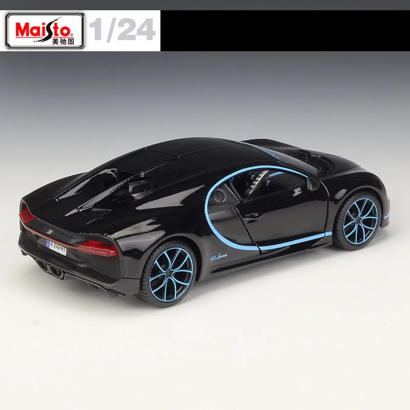 Maisto 1:24 2017 Bugatti Chiron 42 Секунды черный литья под давлением модель гоночный