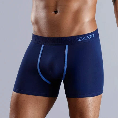 B8 Dark Blue SKARR, мужское нижнее белье, боксеры, шорты, мужские боксеры, мужское нижнее белье, Кальвин, боксеры, шорты, сексуальные, удобные, натуральный хлопок, для геев, Erkek - Цвет: B8 Dark Blue