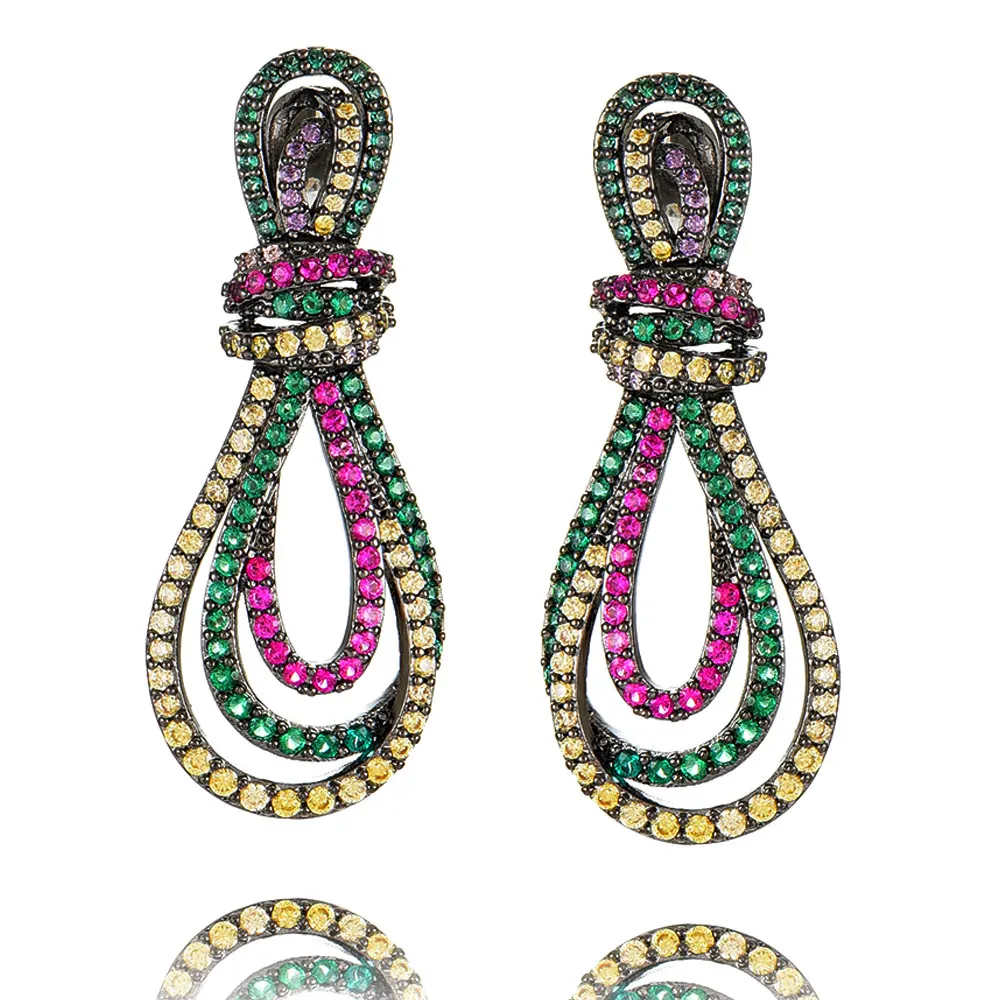 

GODKI 39mm Bowknot Full Mirco Paved Micro Zirconia Women Bridal Dress Wedding Everyday Drop Earring Fashion Jewelry