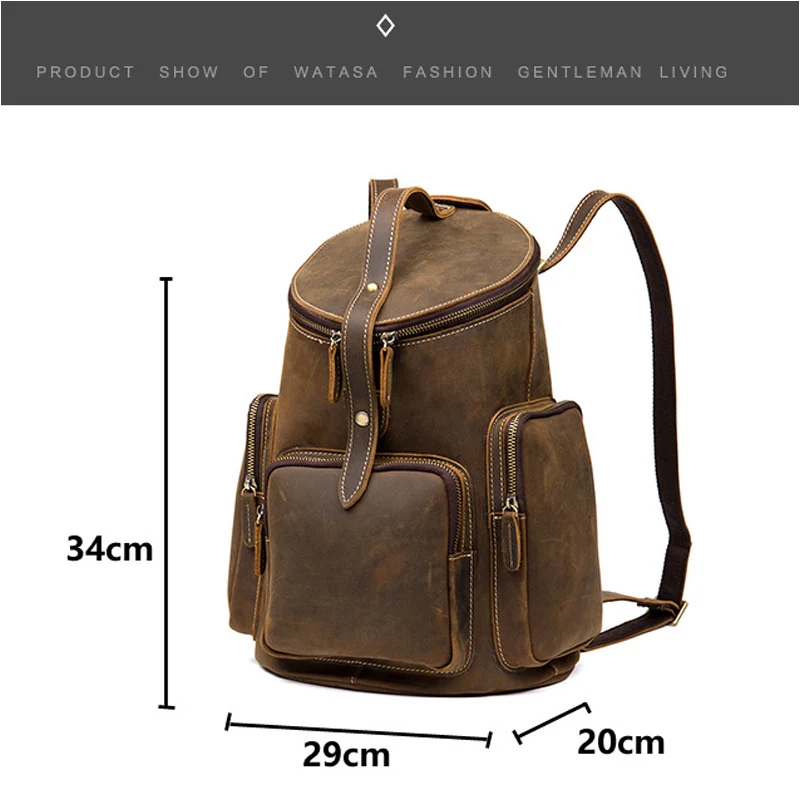 Рюкзак Crazy Horse из натуральной кожи Женская дорожная сумка в форме бочонка