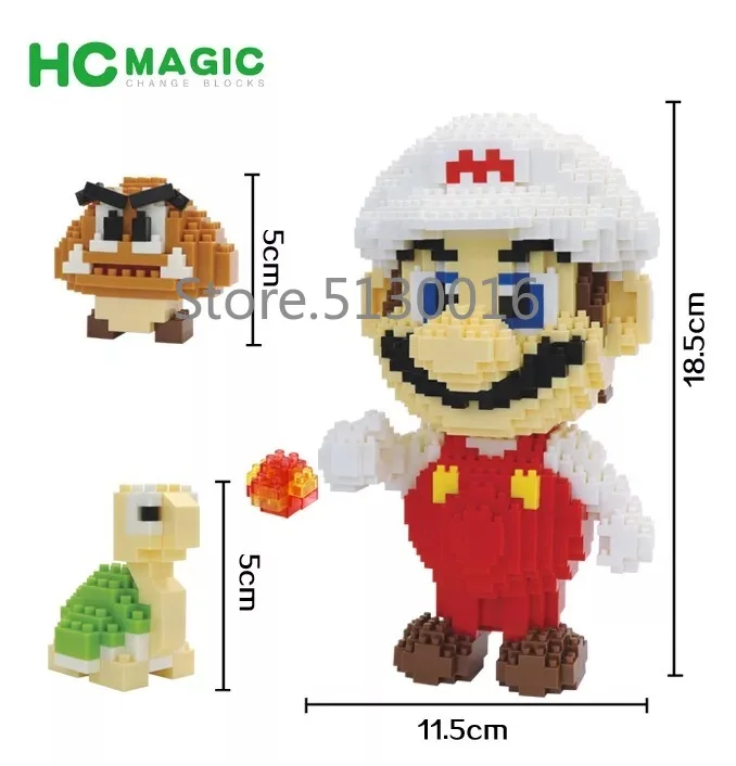 HC9018 Супер Марио белая серия HC 9018 1660 шт Мультяшные модные модели строительные наборы блоки кирпичи обучающие игрушки