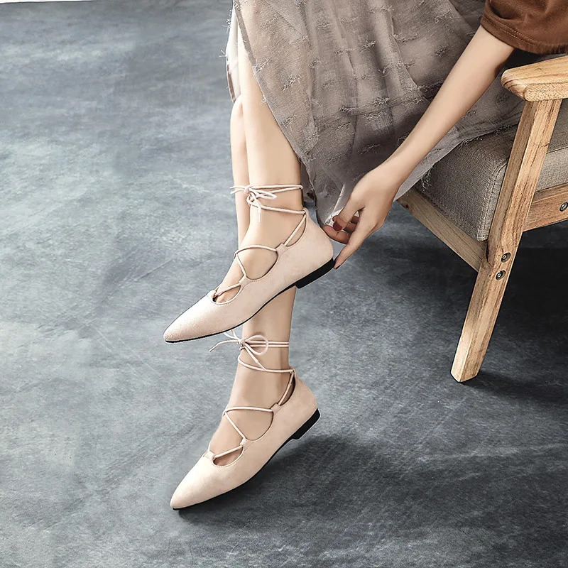 

Large Size WOMEN'S Shoes 2018 Spring And Autumn New Style Flat Pointed Korean-style Students Lace-up Shallow Mouth Single Shoes