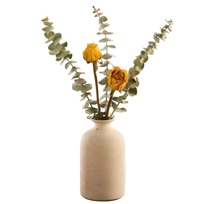 

Ins Stoneware Ceramic Vase Dried Flower Rose Eucalyptus Vase Set Nordic Flower Arrangement Home Decoration Creative Minimalist