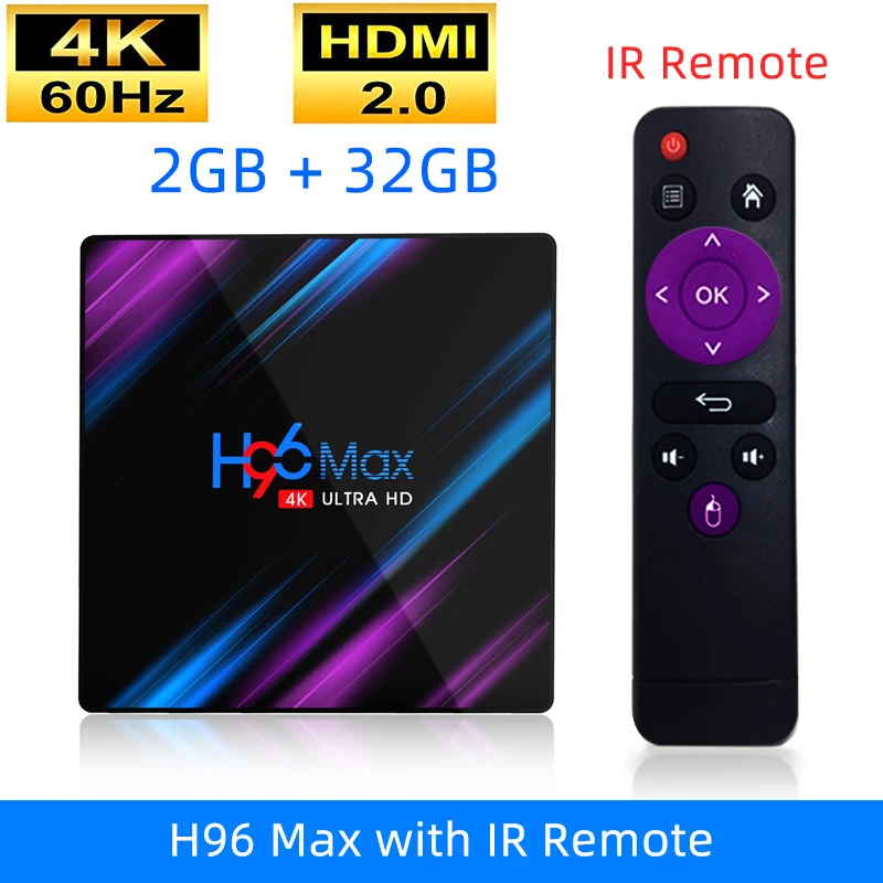 

Android 9.0 TV Box H96 Max Rockchip RK3318 4K Smart TV Box 2.4G&5G Wifi BT4.0 16GB 32GB 64GB Media Player Android Set Top Box