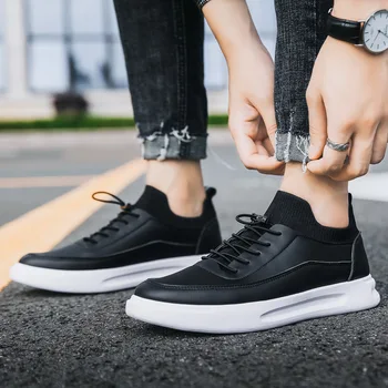 

New Shoes Men's Autumn Men's Leather Casual Sports Shoes Breathable Lace-Up Wild Low To Help Small Off White Shoes Brand