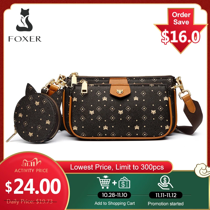 FOXER 2020 New 3 in 1 Crossbody Monogram Bags Signature Women Bag Removable Coin Purse PVC Leather Female Fashion Shoulder Bags|Top-Handle Bags| - AliExpress