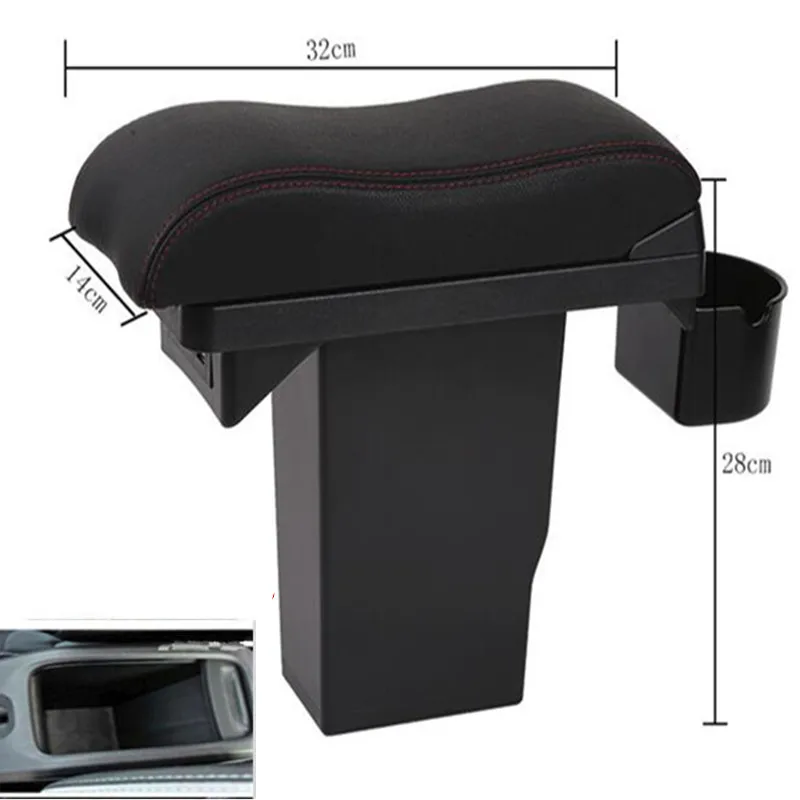 Для Peugeot 2008 подлокотник коробка + 3USB черный кожаный центр Новый ящик для хранения