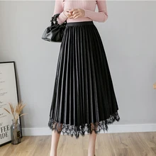 Два вида способа носки, юбка, длинные плиссированные юбки, женская модная юбка с высокой талией, бархатная плиссированная юбка с эластичной талией для женщин