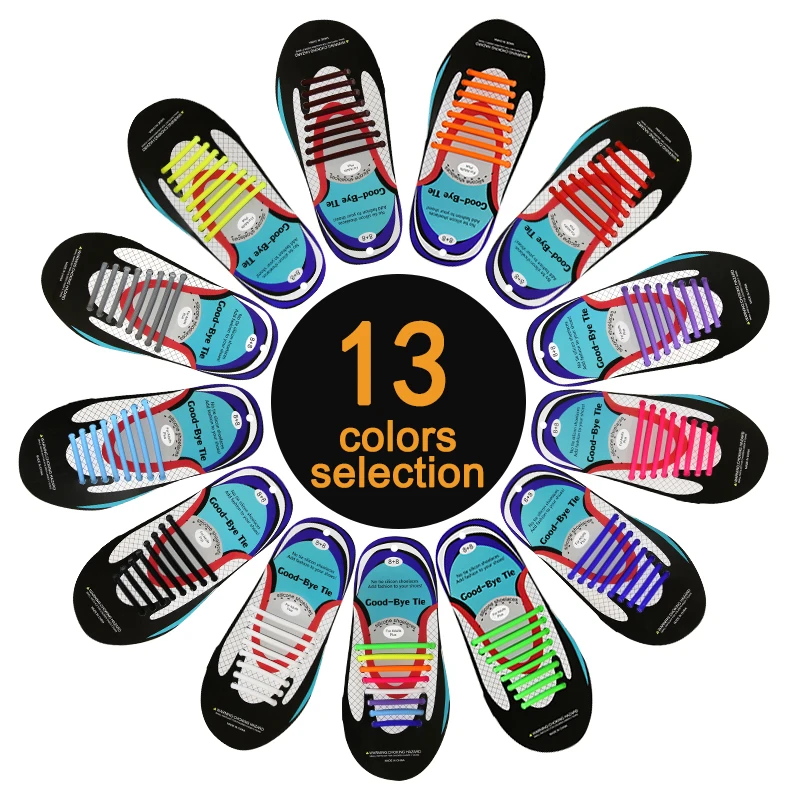 

16pcs/Set No Tie silicone Shoe Laces adult kids elastic shoelaces Waterproof Shoes Accessories for running shoes
