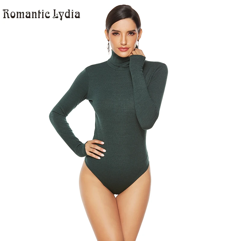 

Long Sleeve Bodysuit Women Sexy Ladies Autumn Winter Turtleneck Bodysuits Womens Bodycon High Waist Romper
