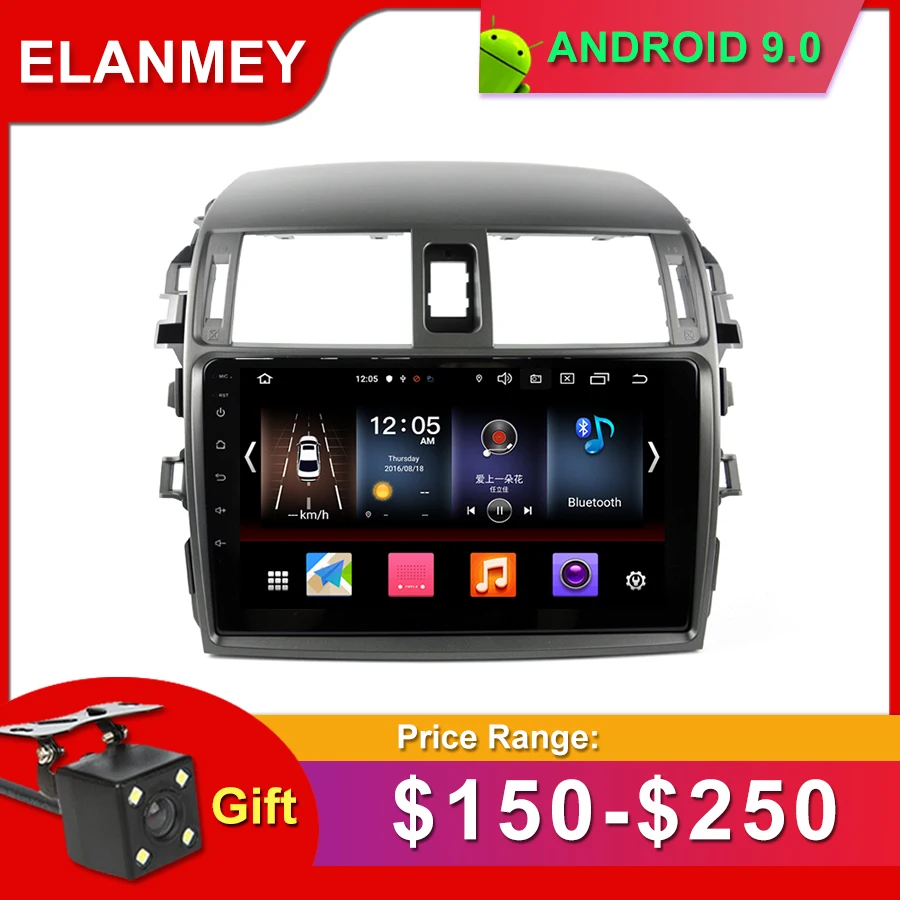 

Gift Camera Car Radio for TOYOTA Corolla 2008 2013 Android 9.0 GPS Navigation Bluetooth Touch screen Car Audio Stereo Multimedia