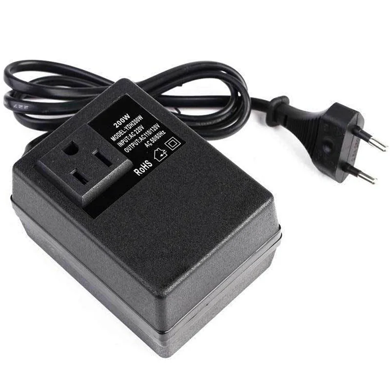 

200W Voltage Converter Transformer 220V To 110V Step Down Travel Voltage Transformer Converter EU Plug