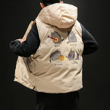 

M-5XL Winter Bodywarmer Sleeveless Jacket Men Casual Vest Men Brand Gilet Mens Warm Vest Hooded Down Warm Winter Gilet Mens