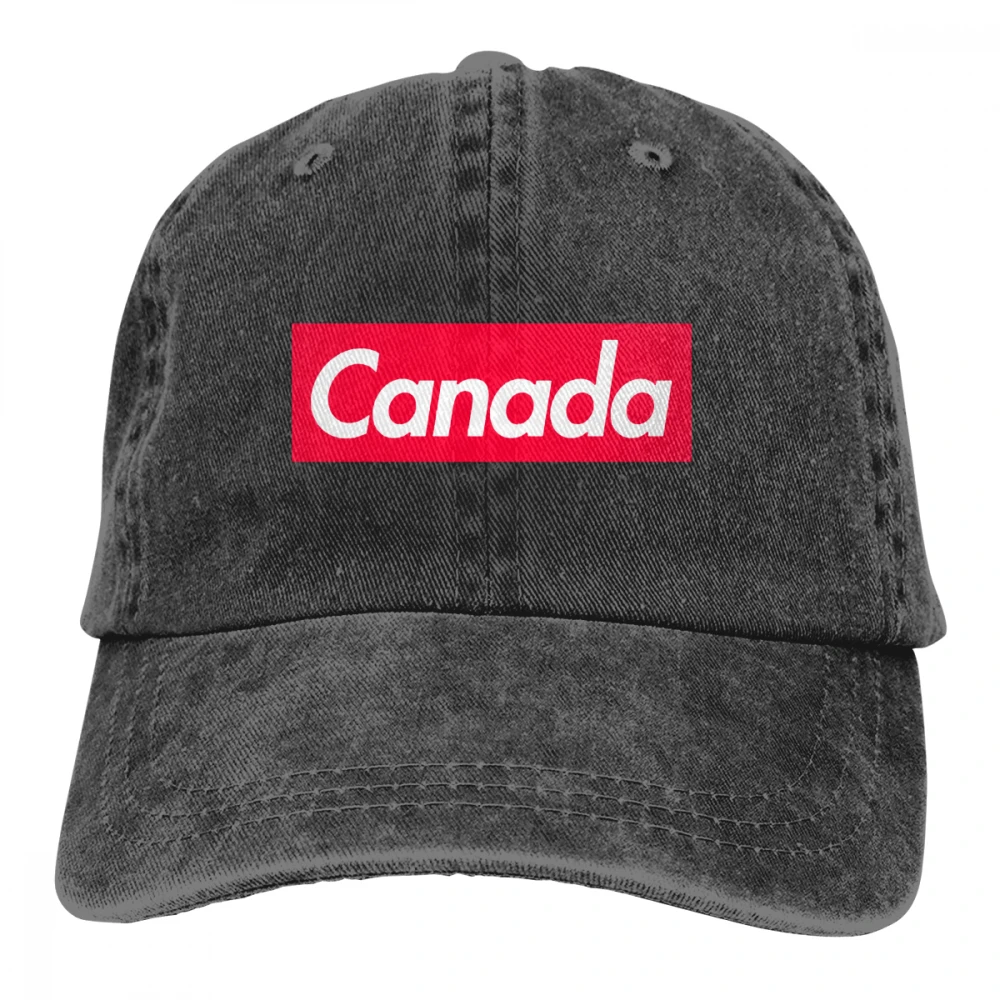 Канада красная коробка стиль Casquette черный унисекс Мужские Женские джинсовые бейсболка с ремешком кепки Регулируемый Гольф папа шляпа