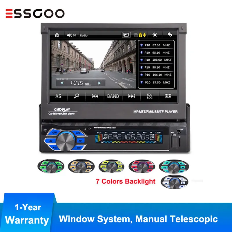 

Essgoo 7'' Car Multimedia Player 1 din Autoradio 1din Stereo Video MP5 Car Radio Universal Mirror Link GPS Navigation Optional