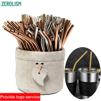 

100pcs/batch Reusable Metal Straws E-co friendly Stainless Steel Drinking Straw With Brush Bag 215mm*6mm Tubes For 20/30oz Mugs