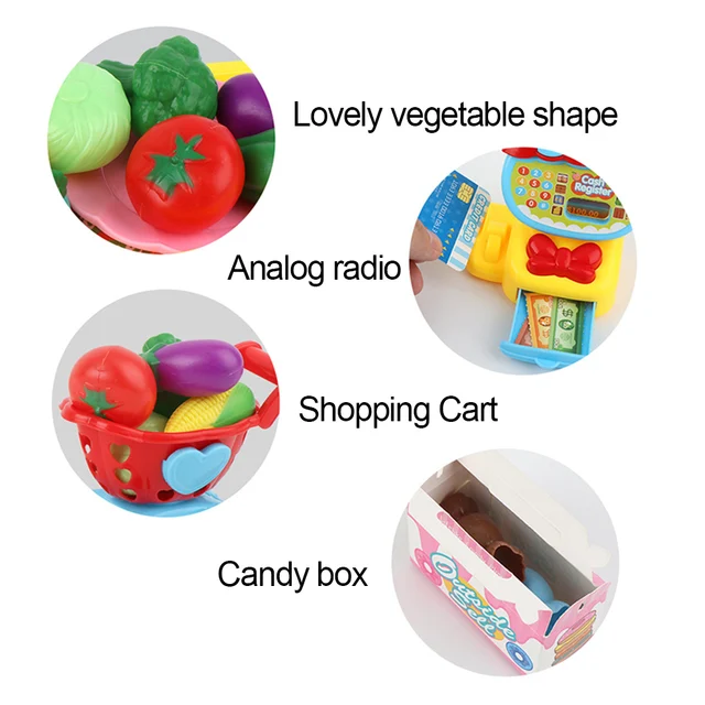 Children Shop Cash Register Fruit Vegetable Dessert Pretend Play Children Toy 5