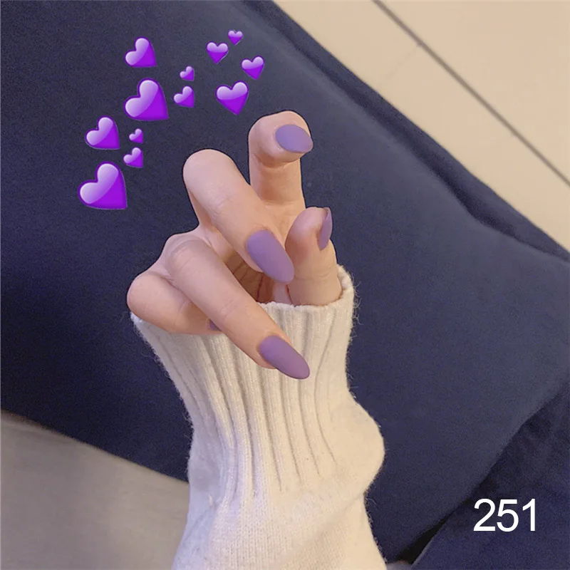 Новые одноцветные матовые надавливающие ногти, Модные Цветные ножные наконечники для ногтей для девочек, сделай сам, искусственные ногти с клеевой наклейкой на ногти - Цвет: style251