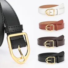 Women Pu Leather Belt New Gold Pin Buckle Waistband For Ladies Designer Corset Girdle Vintage 2.8cm Belts For Jeans Accessories