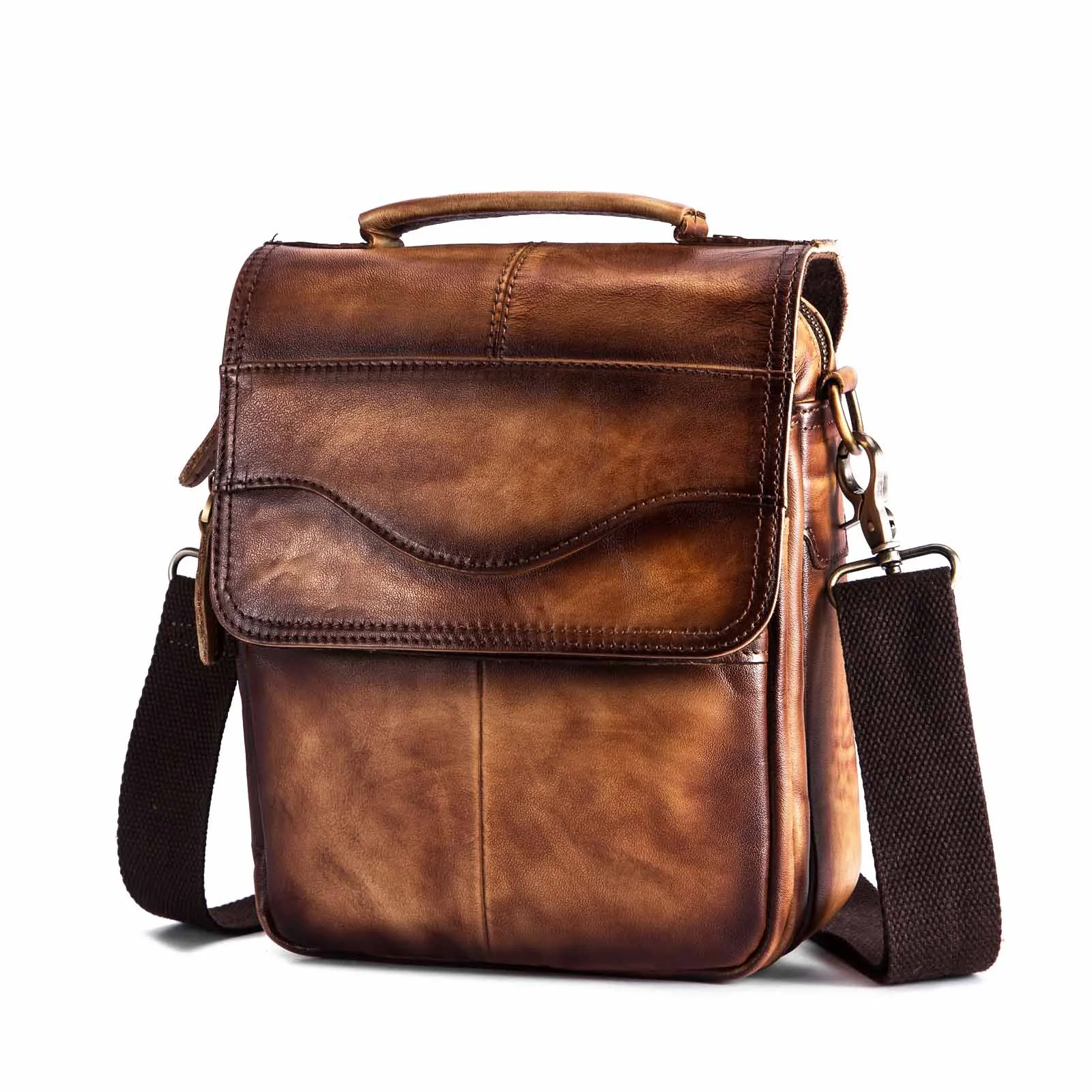 Оригинальная кожаная мужская модная повседневная сумка-тоут сумка-мессенджер дизайнерская сумка через плечо сумка на одно плечо " чехол для планшета для мужчин 144dc - Цвет: light brown