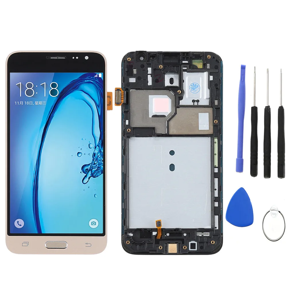 J320f lcd для SAMSUNG GALAXY J3 lcd J320F J320FN J320M дисплей дигитайзер сенсорный экран с рамкой для SAMSUNG J3 lcd j3 - Цвет: Gold lcd with tools