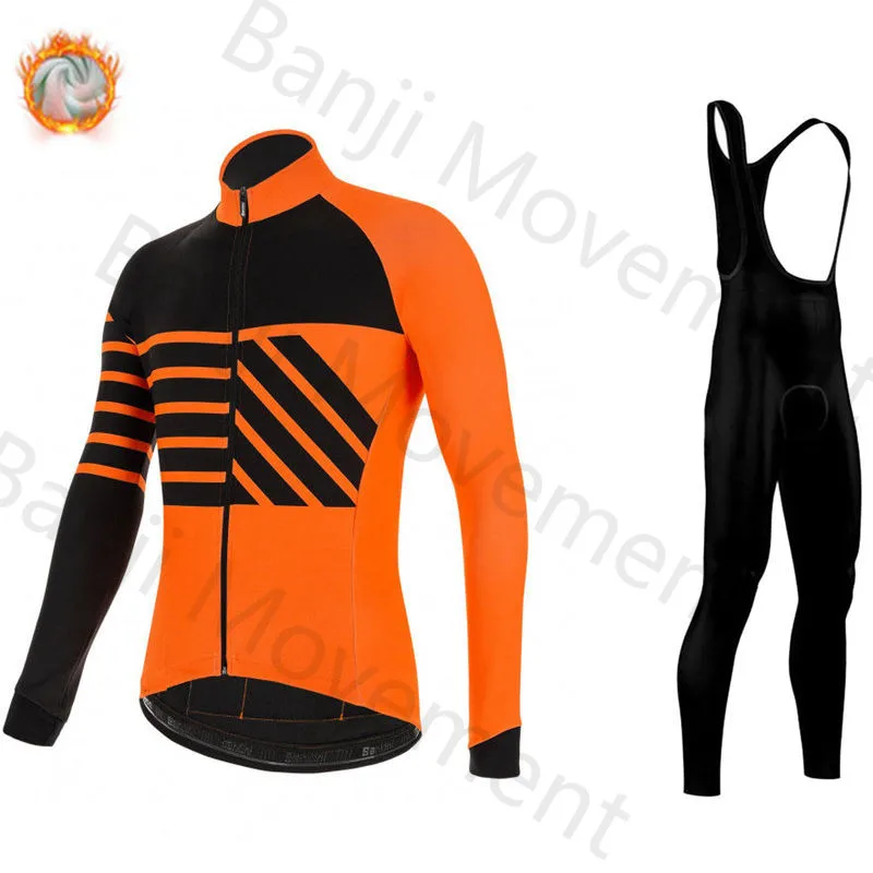 cycling jersey set 8 Santini Зимняя Теплая Флисовая велосипедная футболка с длинным рукавом Ropa Ciclismo Hombre велосипедная Одежда для велосипеда Майо Ciclismo Топы - Цвет: cycling jersey set 8