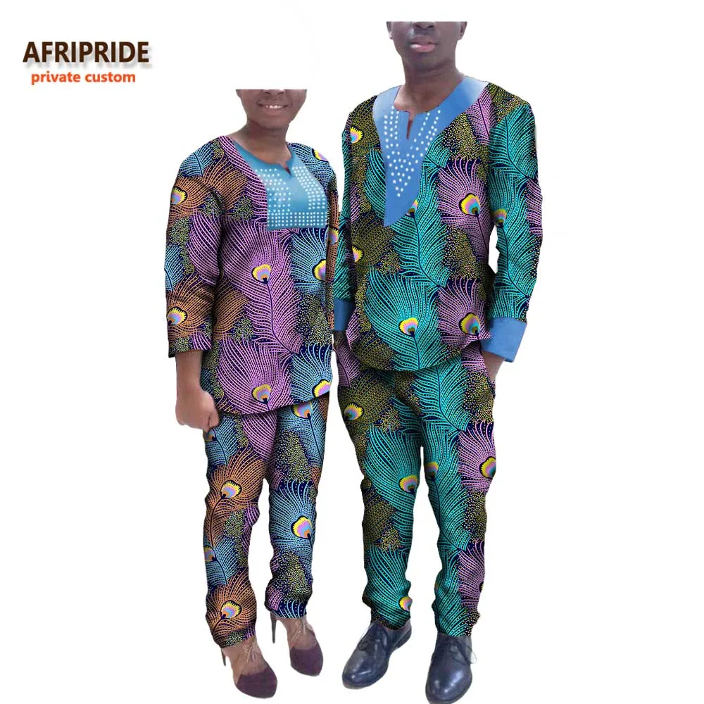 Осенняя одежда для пары, AFRIPRIDE, индивидуальный заказ, наручные рукава+ брюки длиной до щиколотки, костюм для пары, бриллианты на груди, A72C01 - Цвет: 544 545