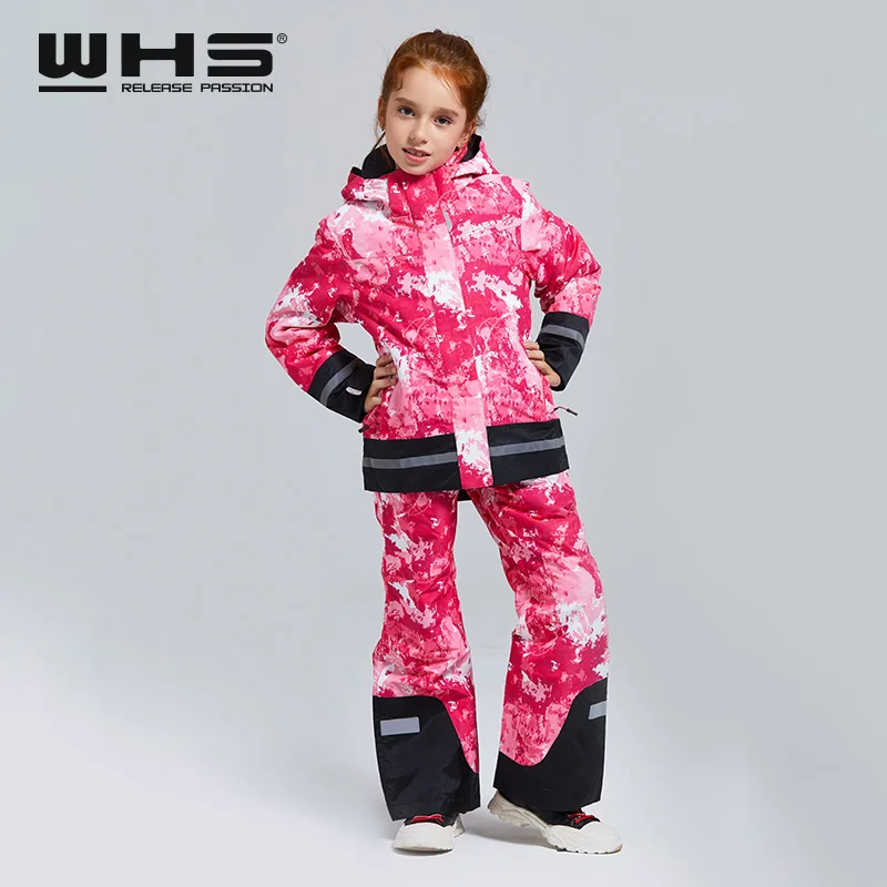 WHS Лидер продаж новинка зимние костюмы для девочек детская Лыжная спортивная